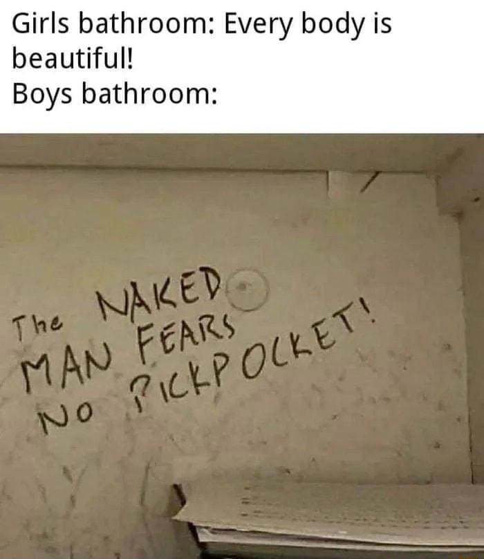 Girls bathroom Every body is beautiful Boys bathroom