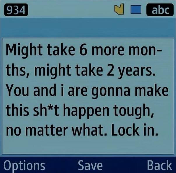 Might take 6 more months, might take 2 years. You and i are gonna make this sh*t happen tough, no matter what. Lock in.