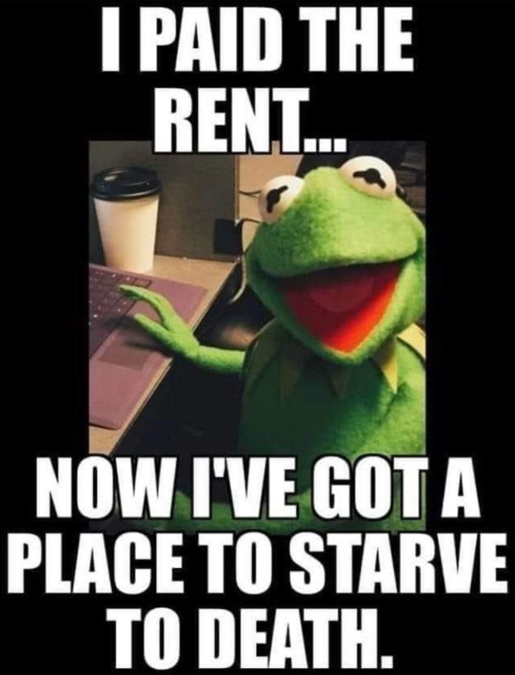 1 PAID THE _RENT_ 9 i R NOW IVEGOT A PLACE TO STARVE TO DEATH
