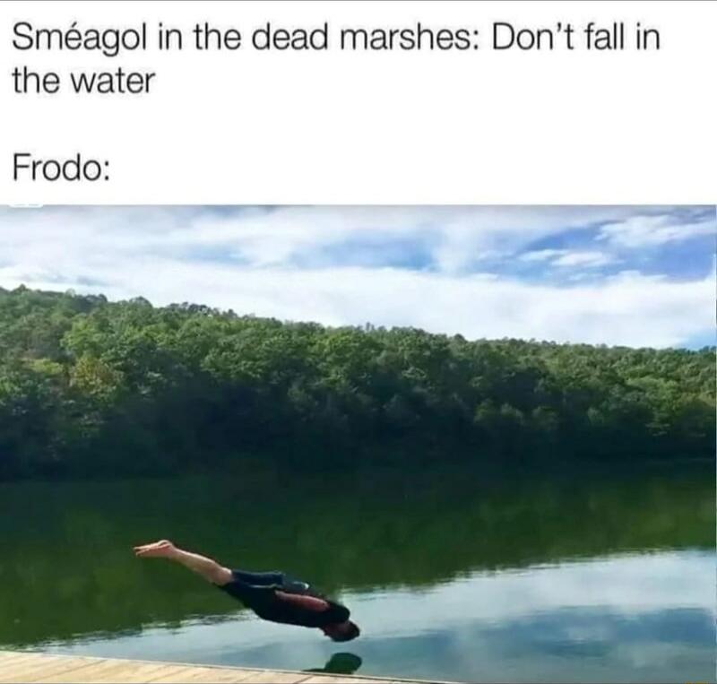 Smagol in the dead marshes Dont fall in the water Frodo