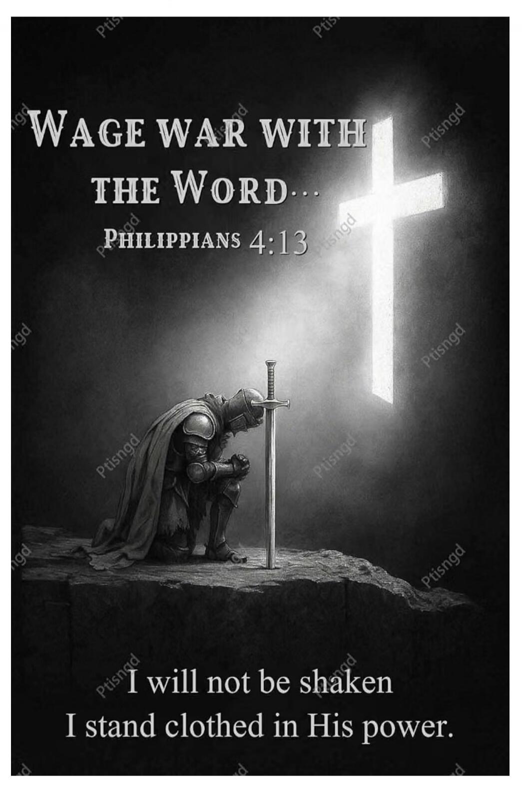 WAGE WAR WITH THE WORD... PHILIPPIANS 4:13 I will not be shaken I stand clothed in His power.