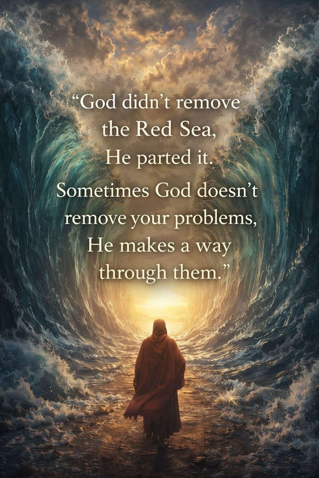 God didn't remove the Red Sea, He parted it. Sometimes God doesn't remove your problems, He makes a way through them.