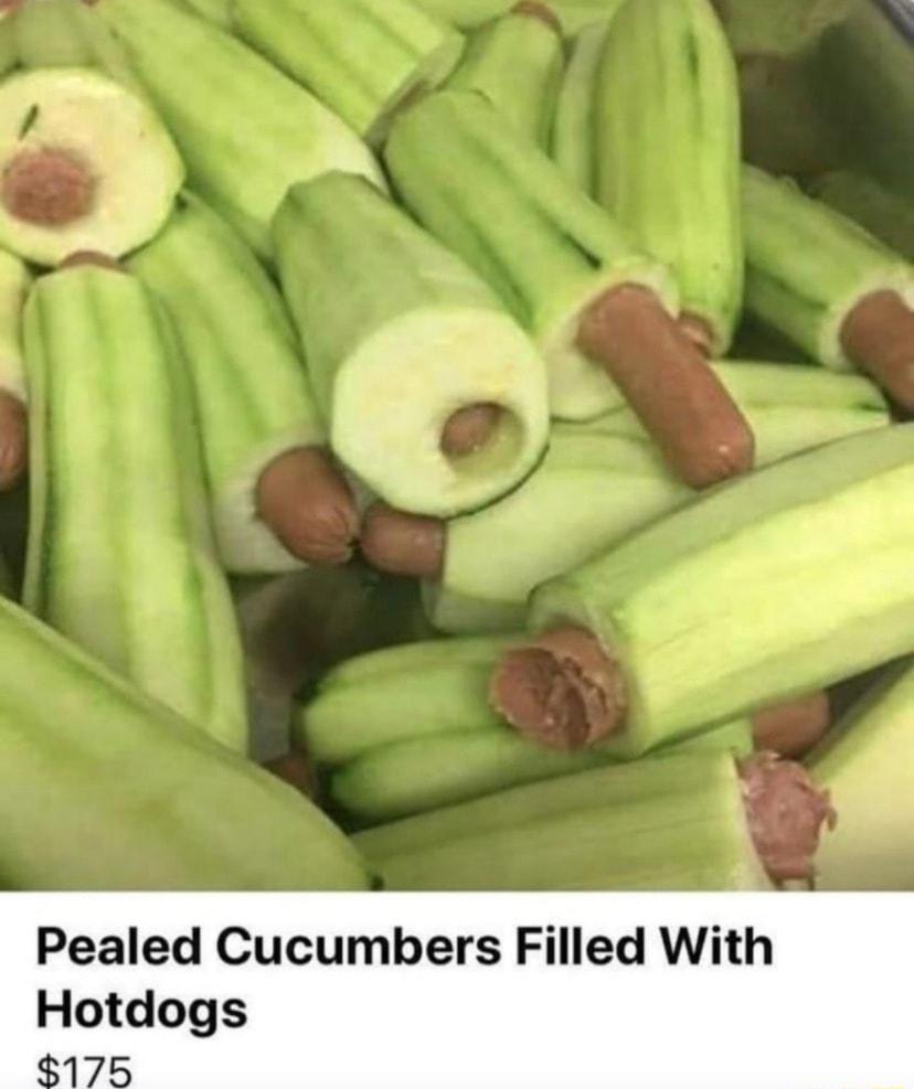 Pealed Cucumbers Filled With