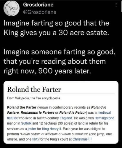 Grosdoriane C ET NEE R ETgil R ToNlelele R ETR s 1 King gives you a 30 acre estate ETA RO TN EI T ER ETa oA To R el e N that youre reading about them right now 900 years later Roland the Farter