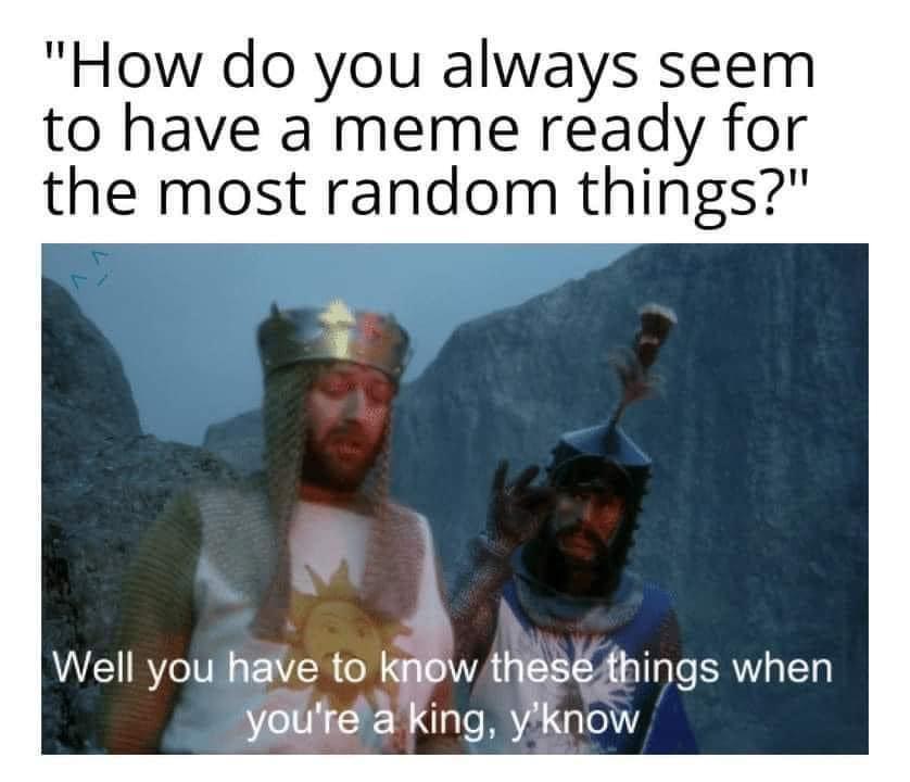 How do you always seem to have a meme ready for the most random things Well you have to know thesthings when yourea king yknow