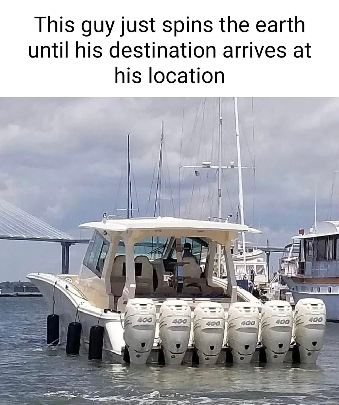 This guy just spins the earth until his destination arrives at his location