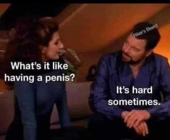 What's it like having a penis? It's hard sometimes.
