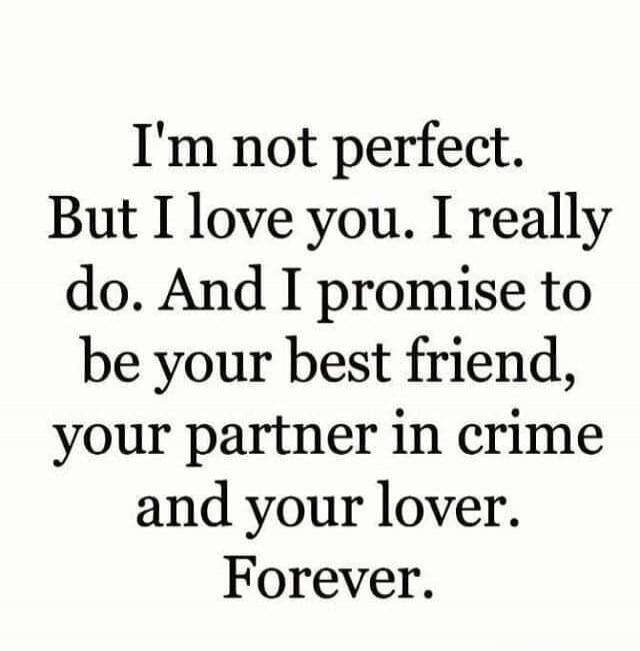 I'm not perfect. But I love you. I really do. And I promise to be your best friend, your partner in crime and your lover. Forever.