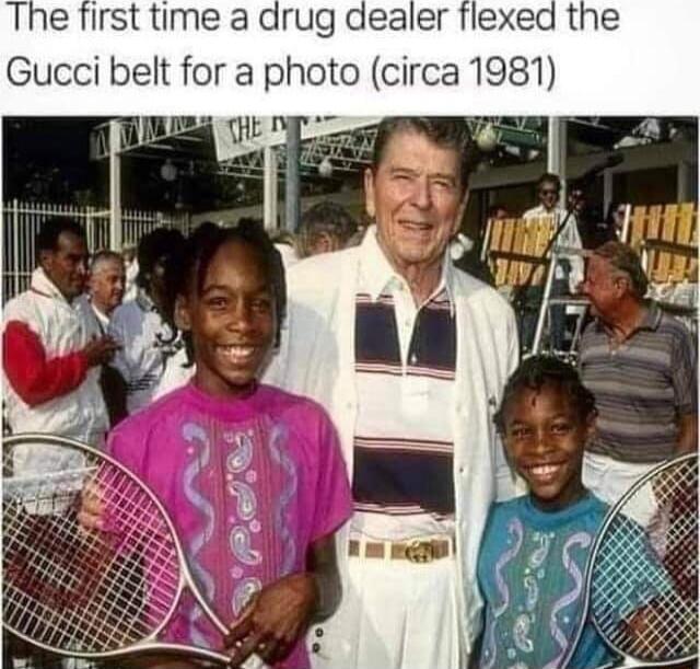 The first time a drug dealer flexed the Gucci belt for a photo circa 1981