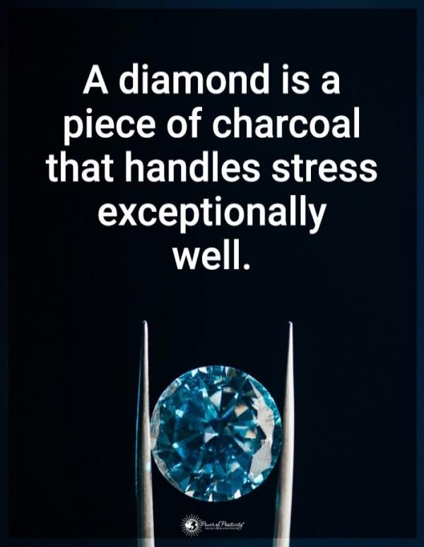 A diamond is a piece of charcoal that handles stress exceptionally well.