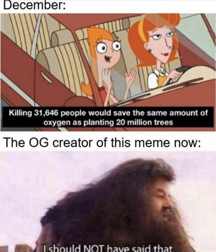 Killing 31646 people would save the same amount of oxygen as planting 20 million trees