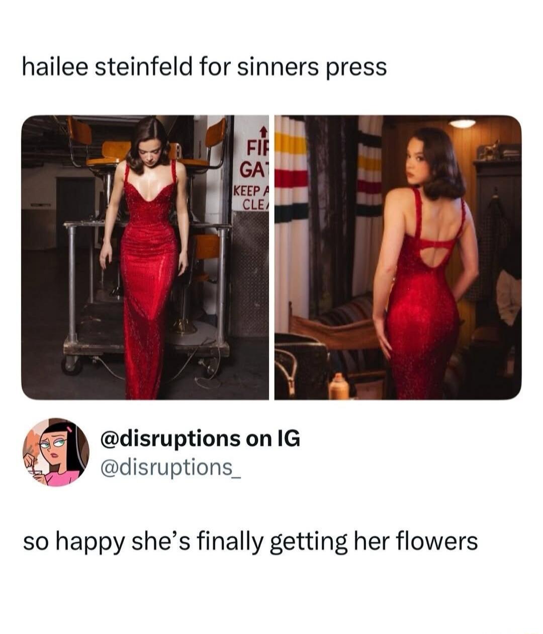 hailee steinfeld for sinners press
so happy she’s finally getting her flowers