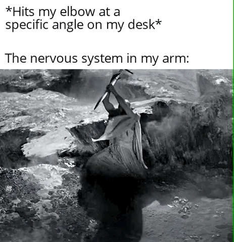 Hits my elbow at a specific angle on my desk The nervous system in my arm e