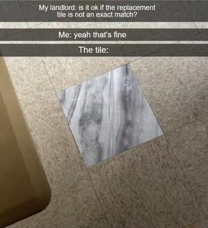My landlord is it ok if the replacement tile is not an exact match Me yeah thats fine The lile