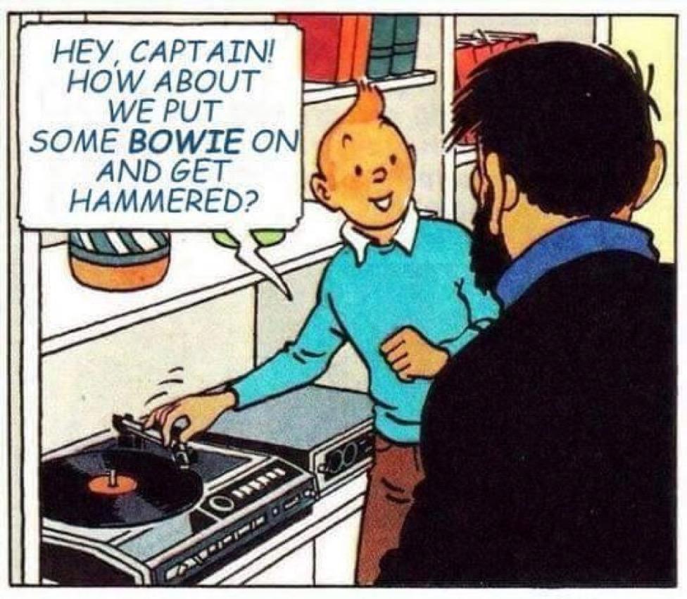 HEY CAPTAIN HOW ABOUT WE PUT SOME BOWIE ON AND GET HAMMERED