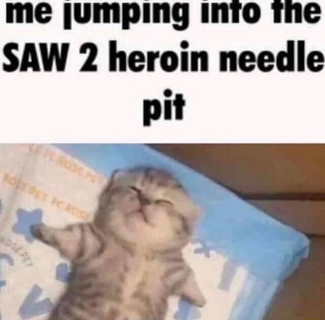 me jumping Iinto rne SAW 2 heroin needle pit