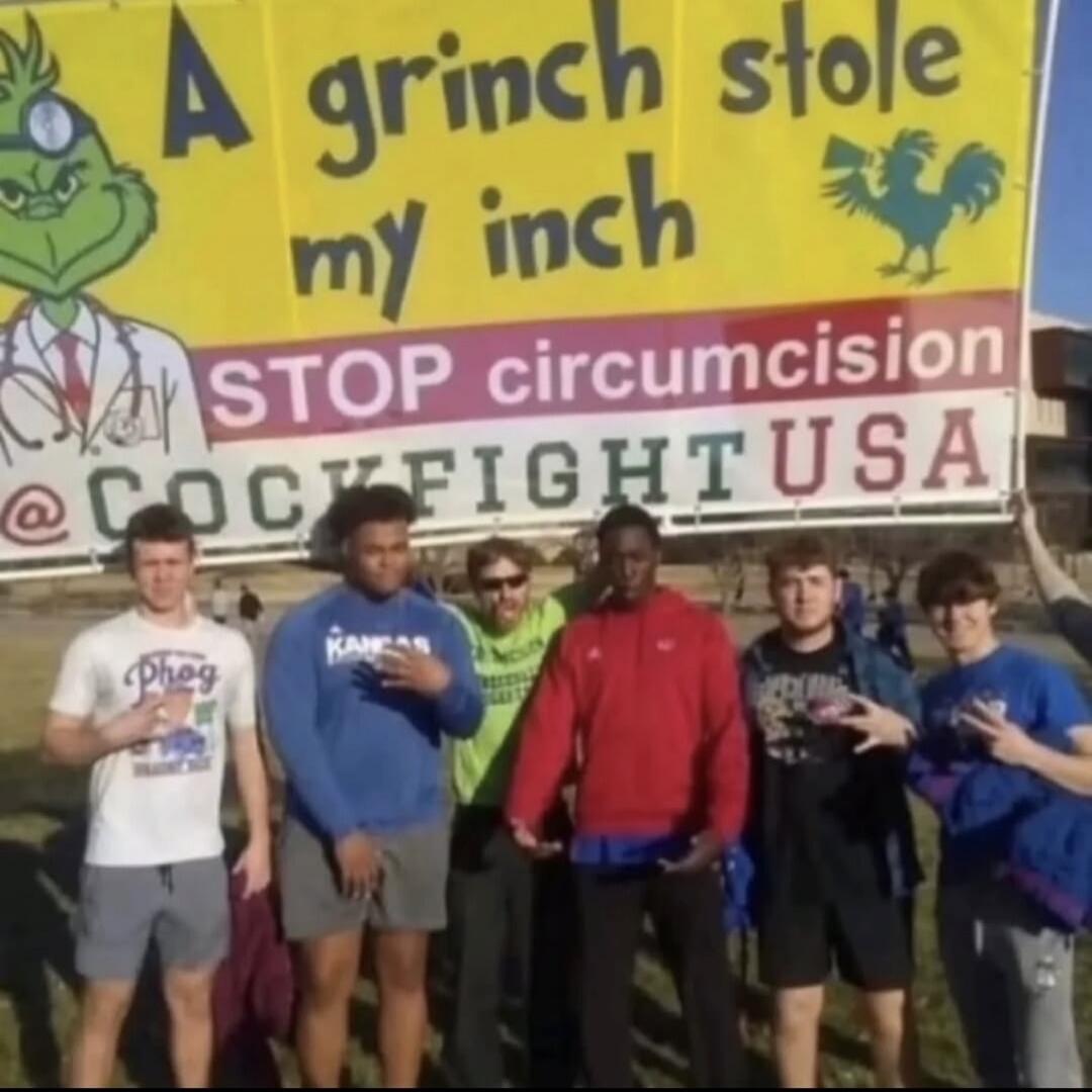 A grinch stole my inch STOP circumcision @ COCKFIGHT USA