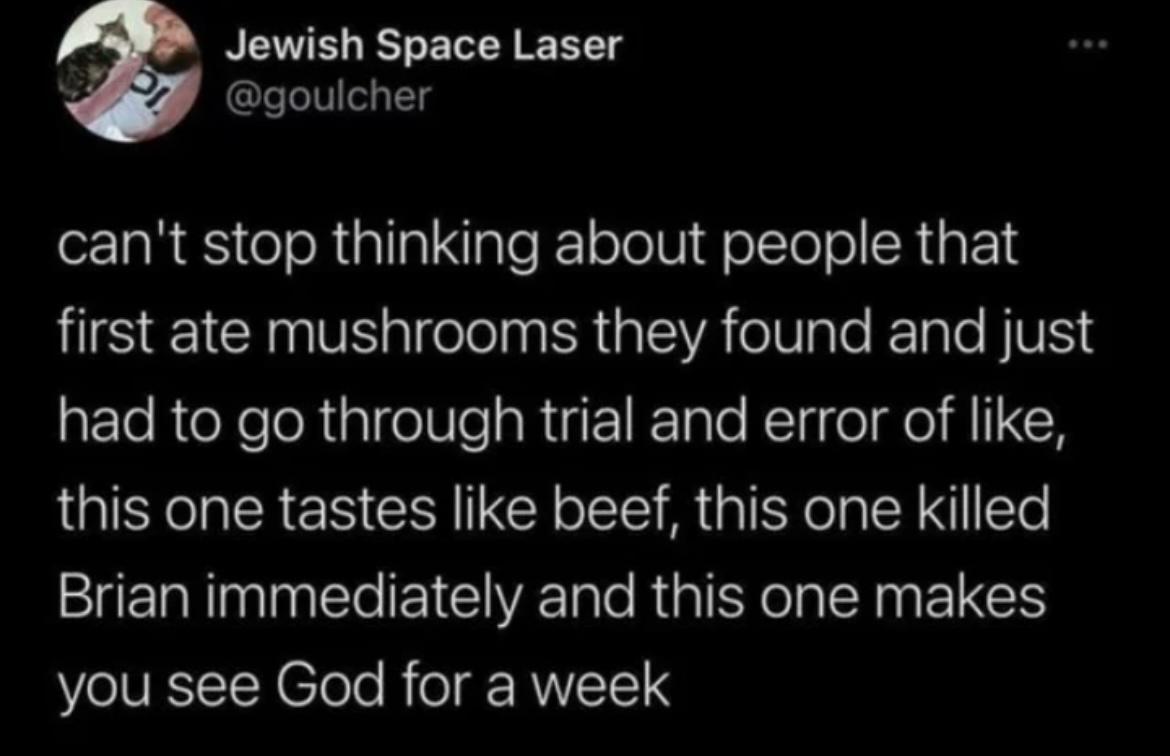 Jewish Space Laser goulcher cant stop thinking about people that HISEICITS plgele R alE AoV ale FTale NVE gt TeReNeloRiglgelVleaRig 1 K 1ale Kol oI eI RIIGCE this one tastes like beef this one killed Brian immediately and this one makes VeV ESITN CleTe B o grRVV1E1 4