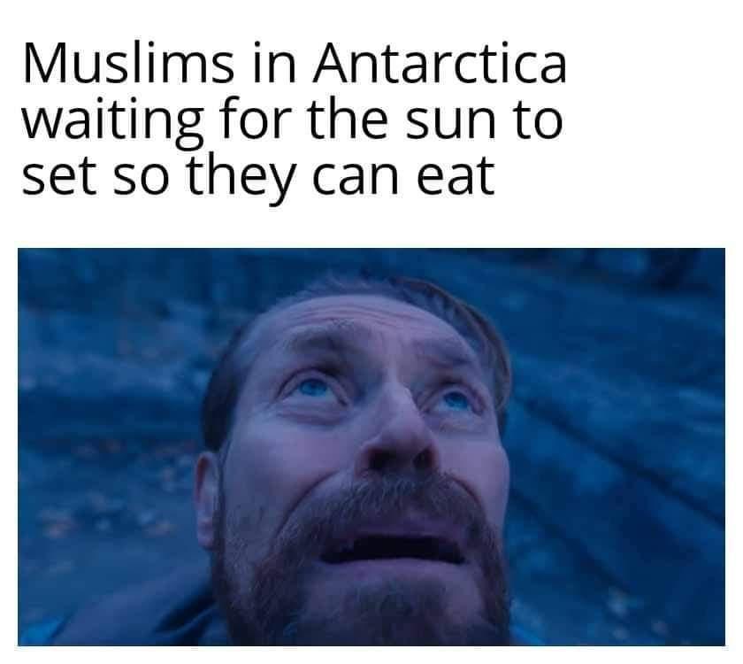 Muslims in Antarctica waiting for the sun to set so they can eat