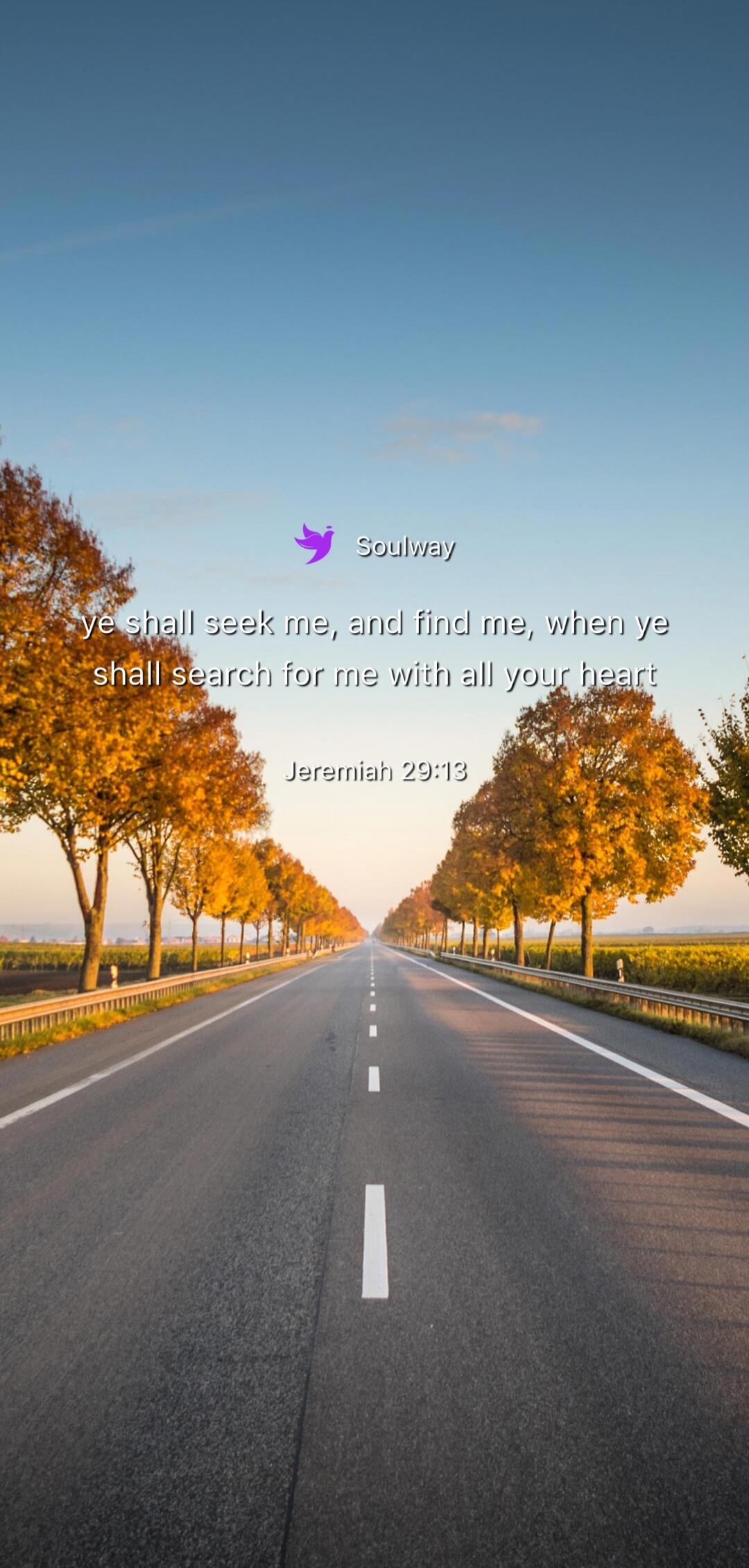 Soulway ye shall seek me, and find me, when ye shall search for me with all your heart Jeremiah 29:13