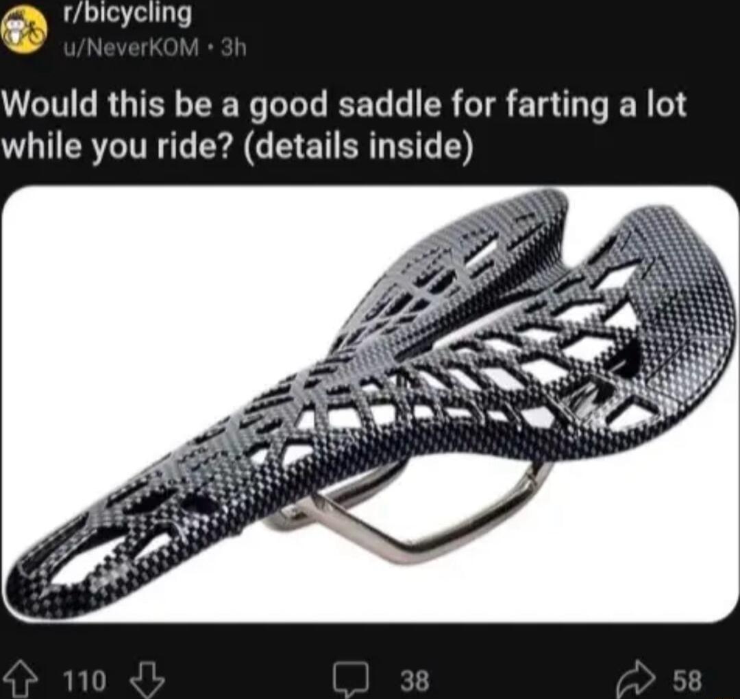 D rbicycling Would this be a good saddle for farting a lot while you ride details inside