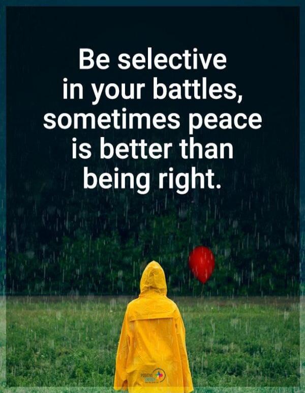 Be selective in your battles, sometimes peace is better than being right.