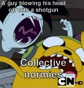 A guy blowing his head o shotgun s SEEN Collectlve A S g normlesm S