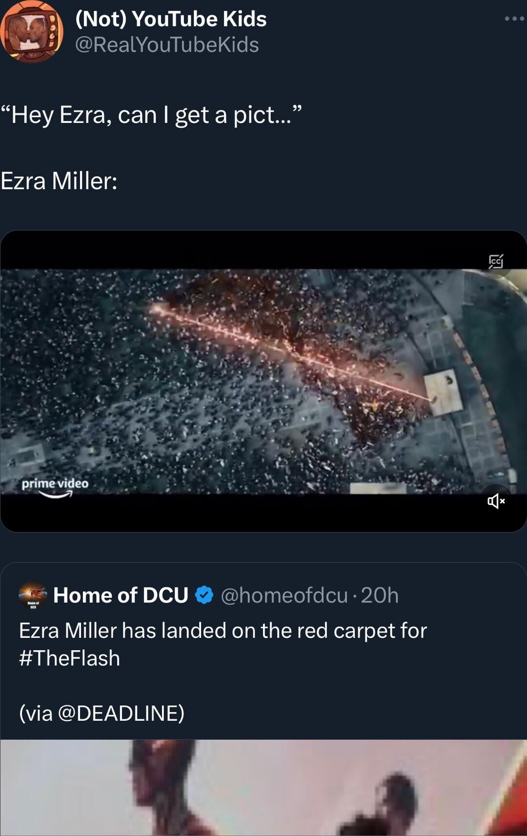 QELACH LG LU CEEE NIV IS Hey Ezra can get a pict Ezra Miller Home of DCU homeofdcu 20h Ezra Miller has landed on the red carpet for EALCIEER VEXClel TR 3