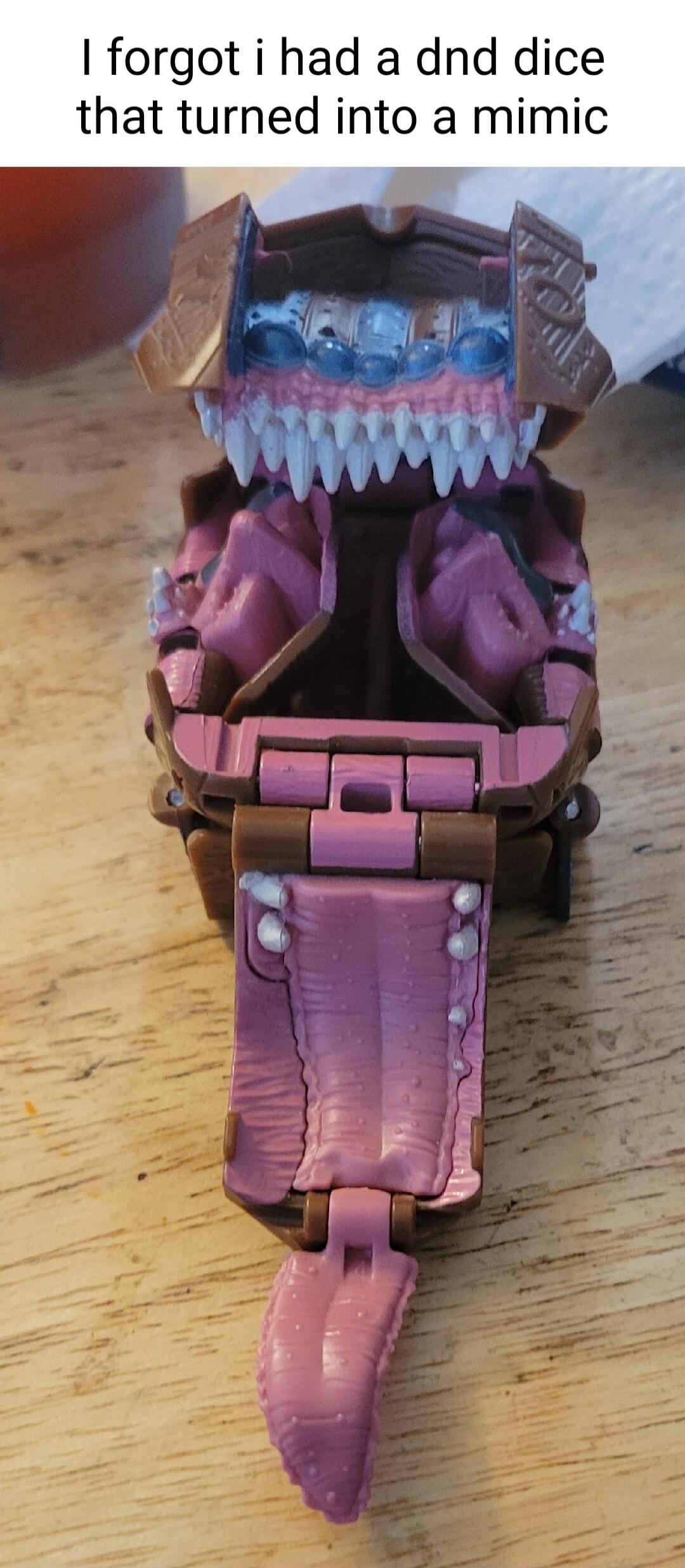 forgot i had a dnd dice that turned into a mimic