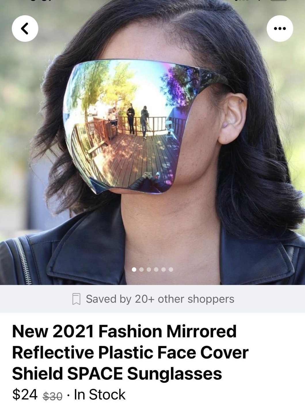 Saved by 20 other shoppers New 2021 Fashion Mirrored Reflective Plastic Face Cover Shield SPACE Sunglasses 24 30 In Stock