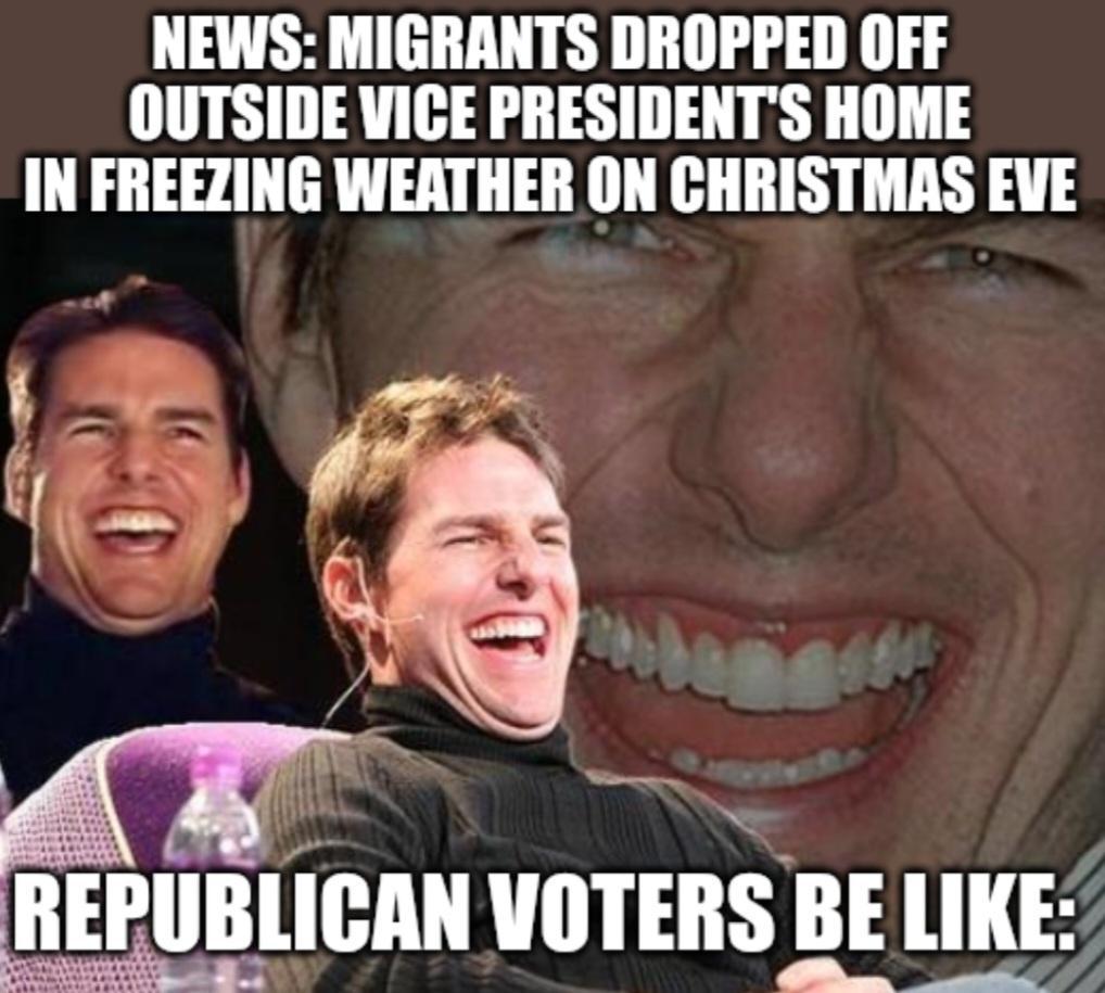 NEWS MIGRANTS DROPPED OFF OUTSIDE VICE PRESIDENTS HOME IN FREEZING WEATHER ON CHRISTMAS EVE EPll lIlAII UIIIEIIS BE LIKE