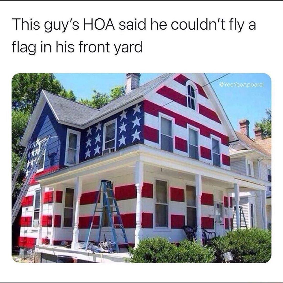 This guys HOA said he couldnt fly a flag in his front yard