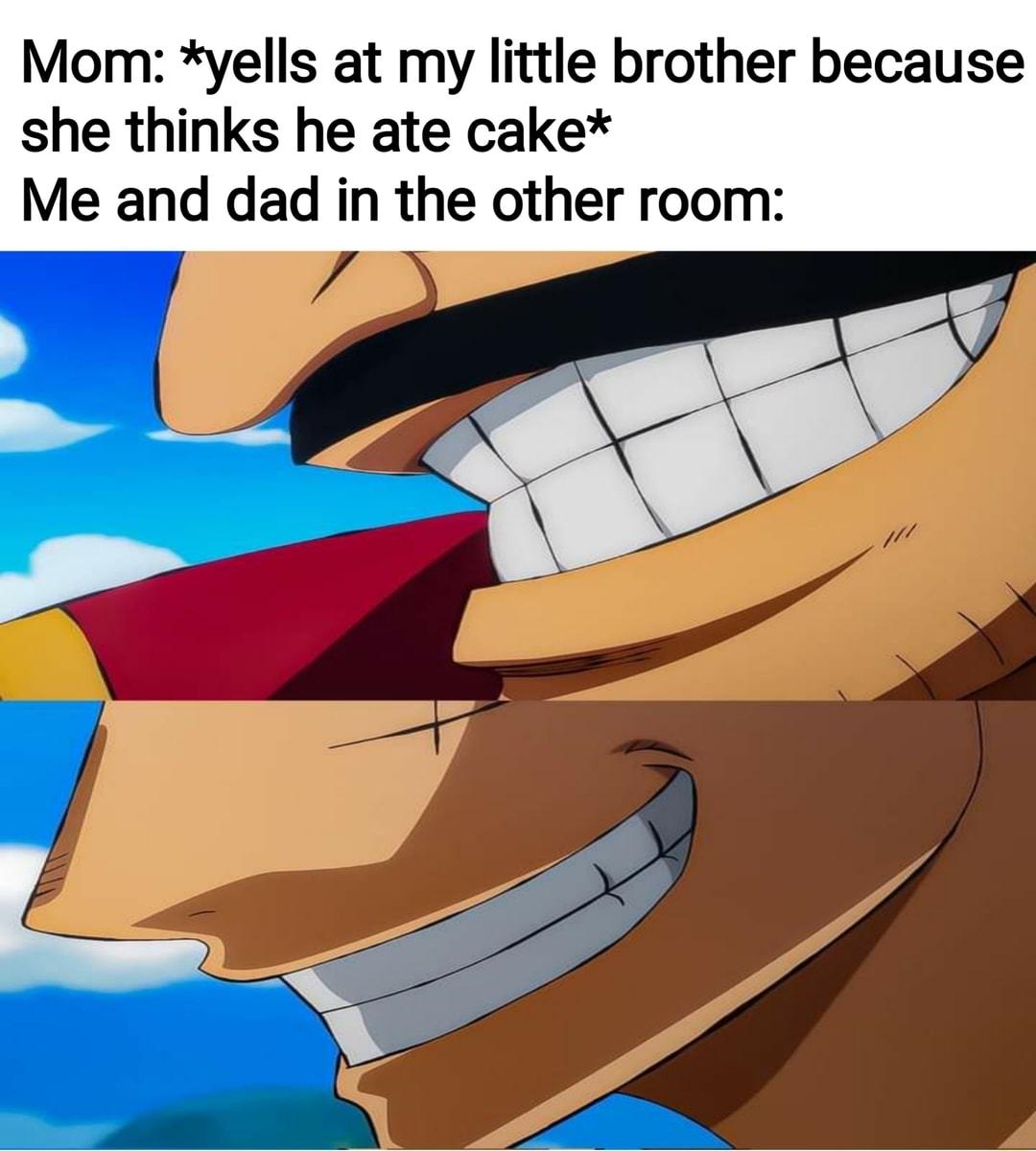 Mom yells at my little brother because she thinks he ate cake Me and dad in the other room