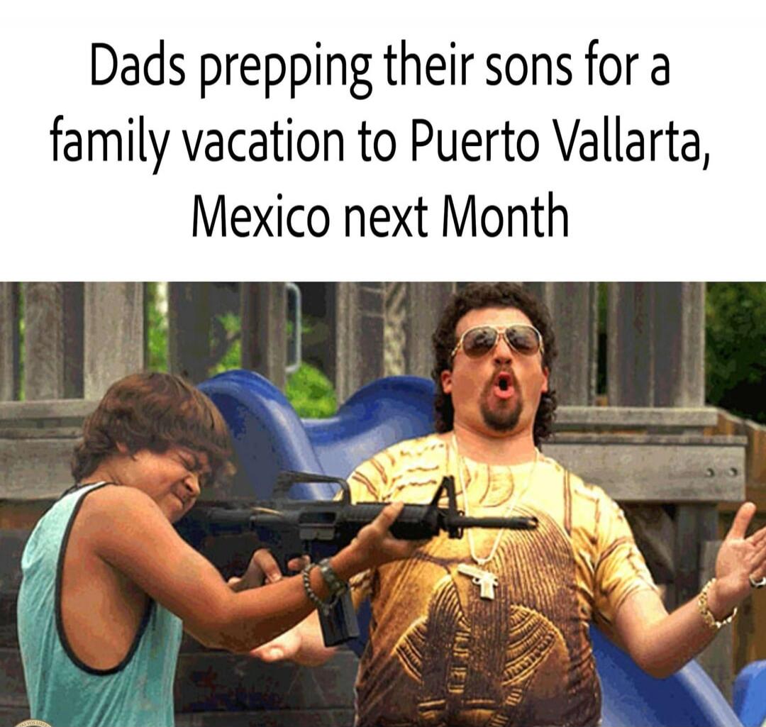 Dads prepping their sons for a family vacation to Puerto Vallarta, Mexico next Month