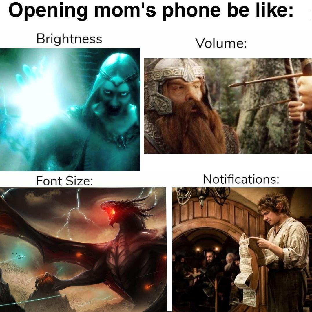 Opening moms phone be like Brightness Font Size