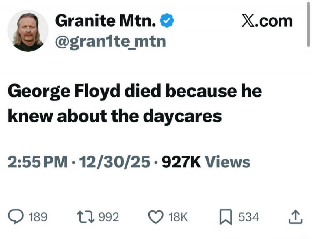 George Floyd died because he knew about the daycares