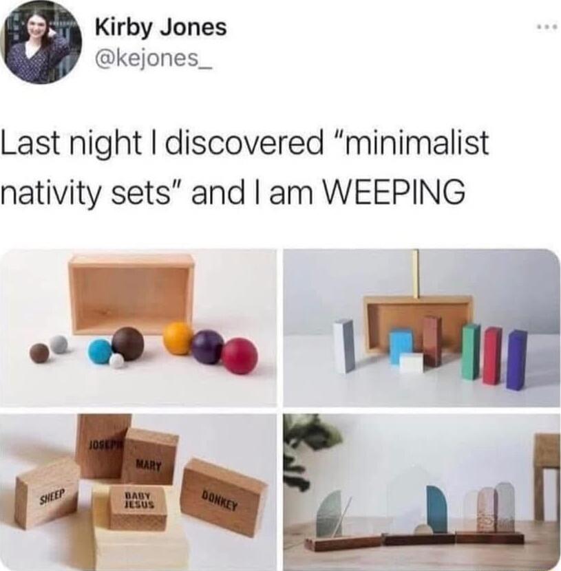 Kirby Jones kejones_ Last night discovered minimalist nativity sets and am WEEPING L