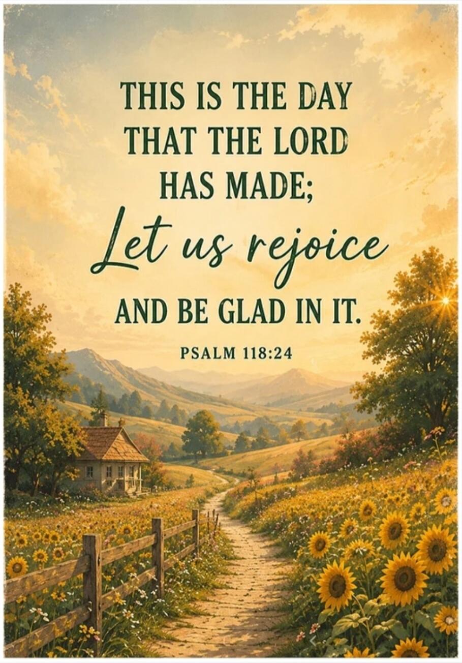 THIS IS THE DAY THAT THE LORD HAS MADE; Let us rejoice AND BE GLAD IN IT. PSALM 118:24