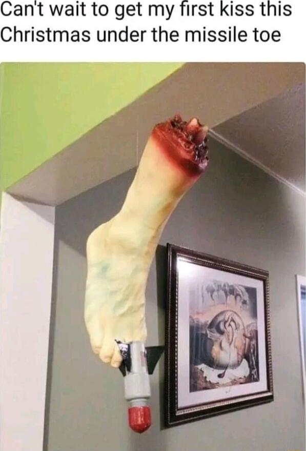 Cant wait to get my first kiss this Christmas under the missile toe