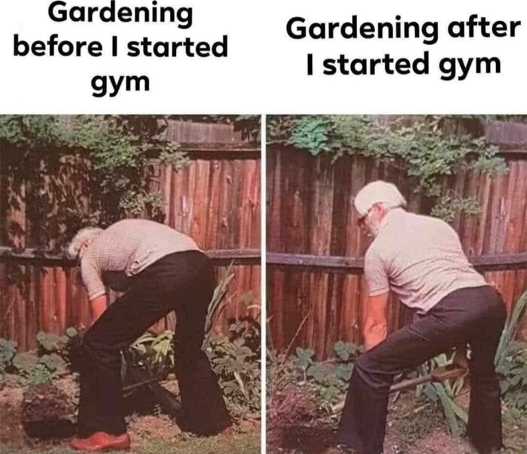 ardening before started gym Gardening after started gym