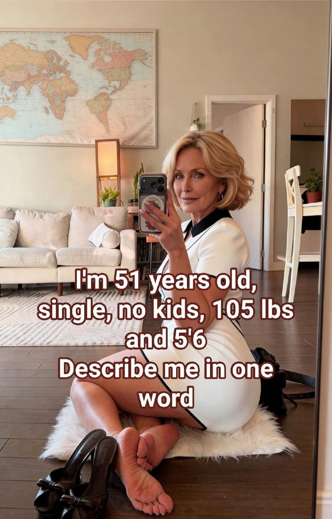 I'm 51 years old, single, no kids, 105 lbs and 5'6 Describe me in one word