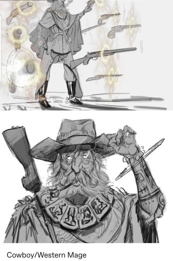 CowboyWestern Mage dnd mage cowboy western fantasy art sketch 55412 notes 0 o m 7
