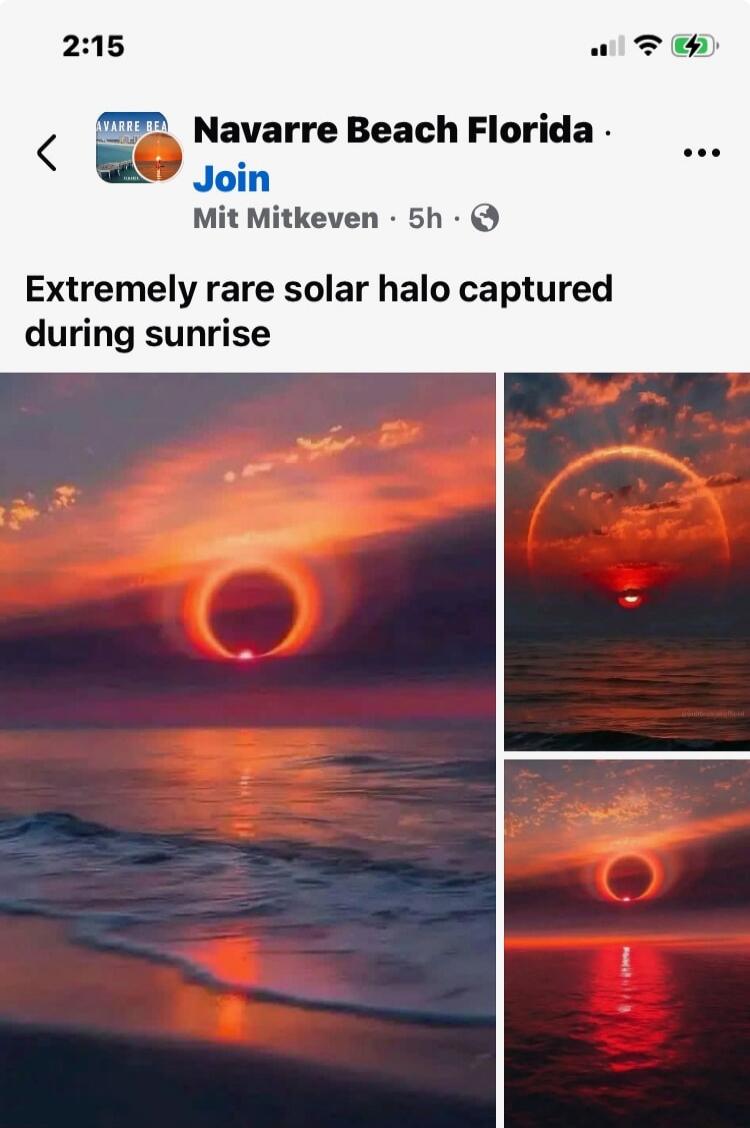Navarre Beach Florida. Extremely rare solar halo captured during sunrise.