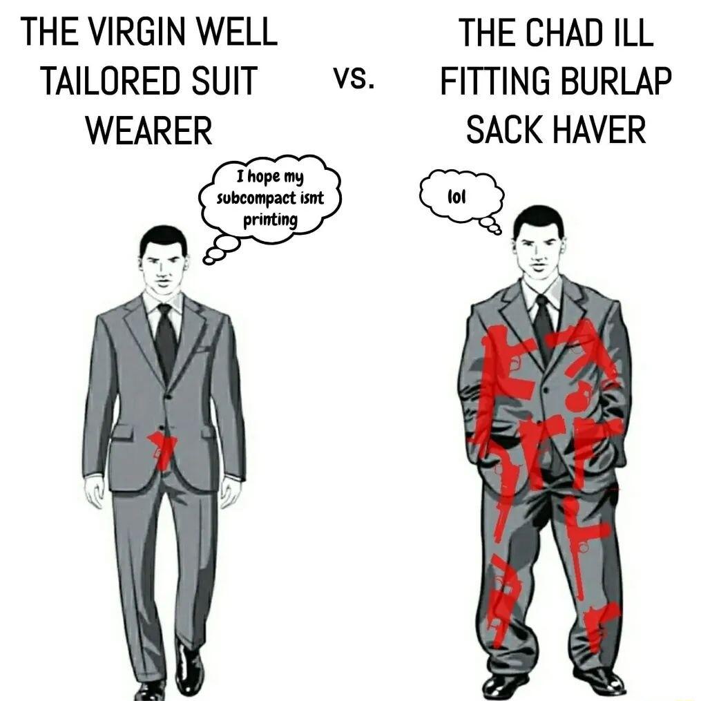 THE VIRGIN WELL THE CHAD ILL TAILORED SUIT VvS FITTING BURLAP WEARER SACK HAVER D