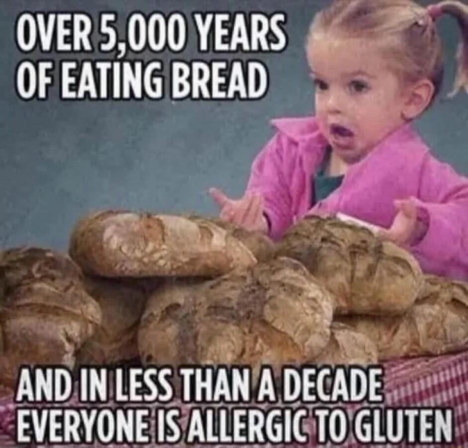 OVER 5,000 YEARS OF EATING BREAD
AND IN LESS THAN A DECADE EVERYONE IS ALLERGIC TO GLUTEN