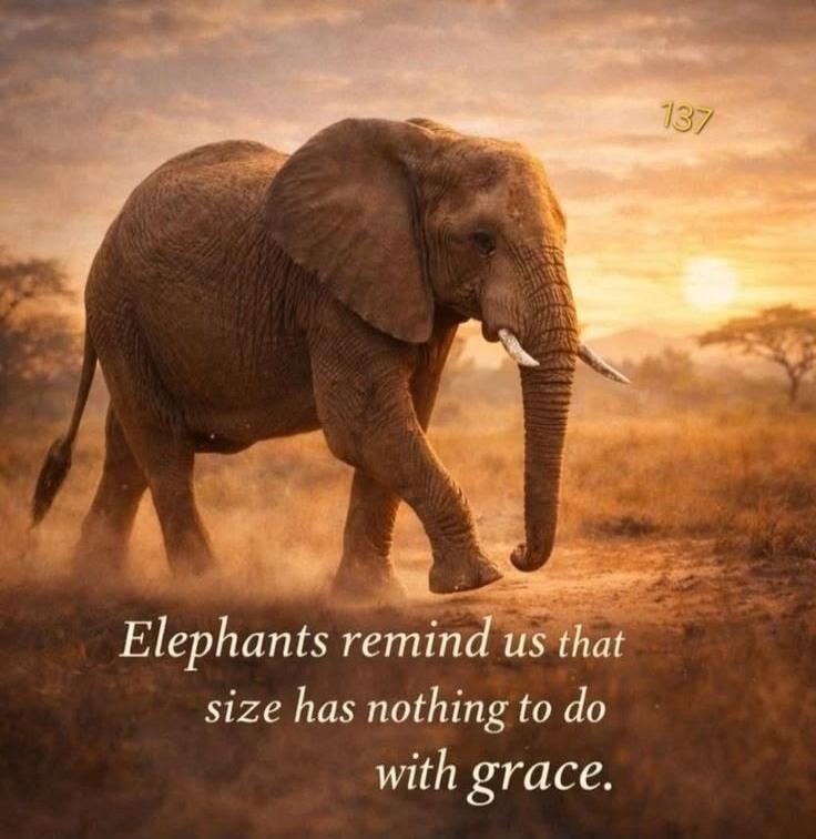 137 Elephants remind us that size has nothing to do with grace.
