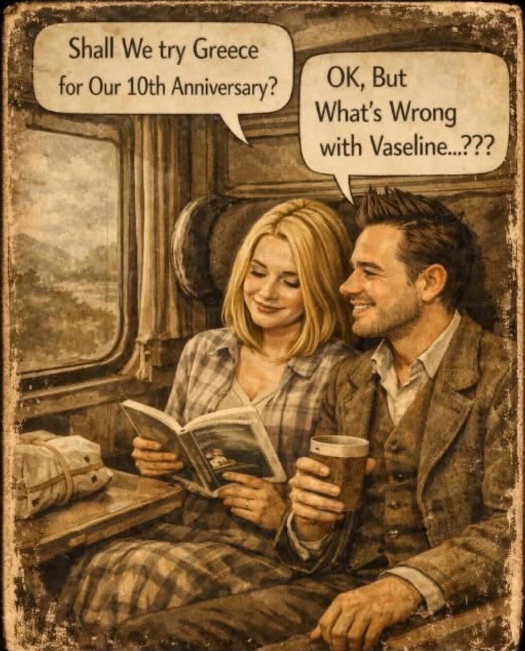Shall We try Greece for Our 10th Anniversary? OK, But What's Wrong with Vaseline...???