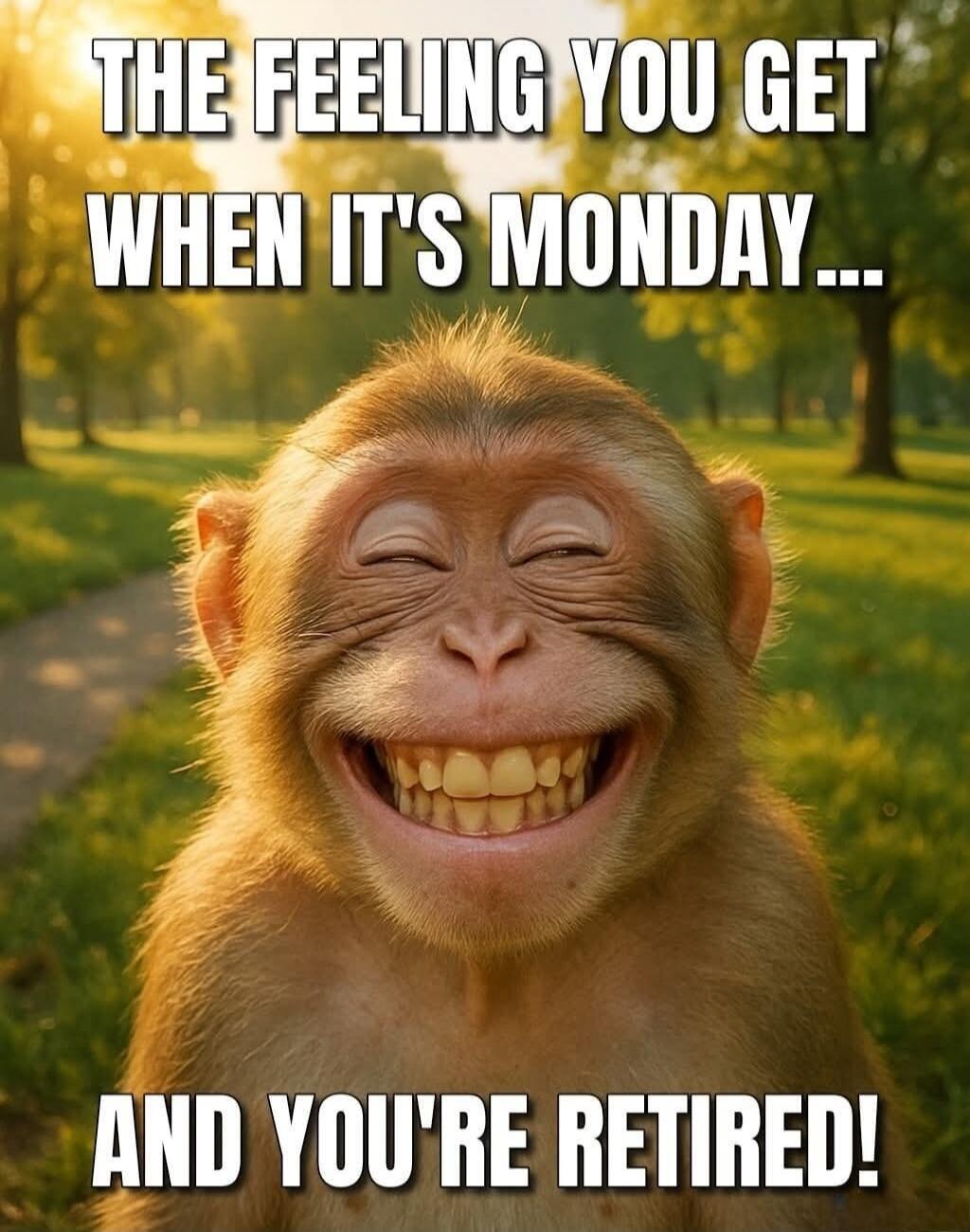 THE FEELING YOU GET WHEN IT'S MONDAY... AND YOU'RE RETIRED!