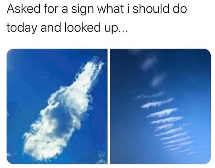 Asked for a sign what i should do today and looked up