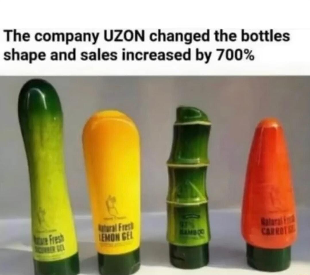 The company UZON changed the bottles shape and sales increased by 700